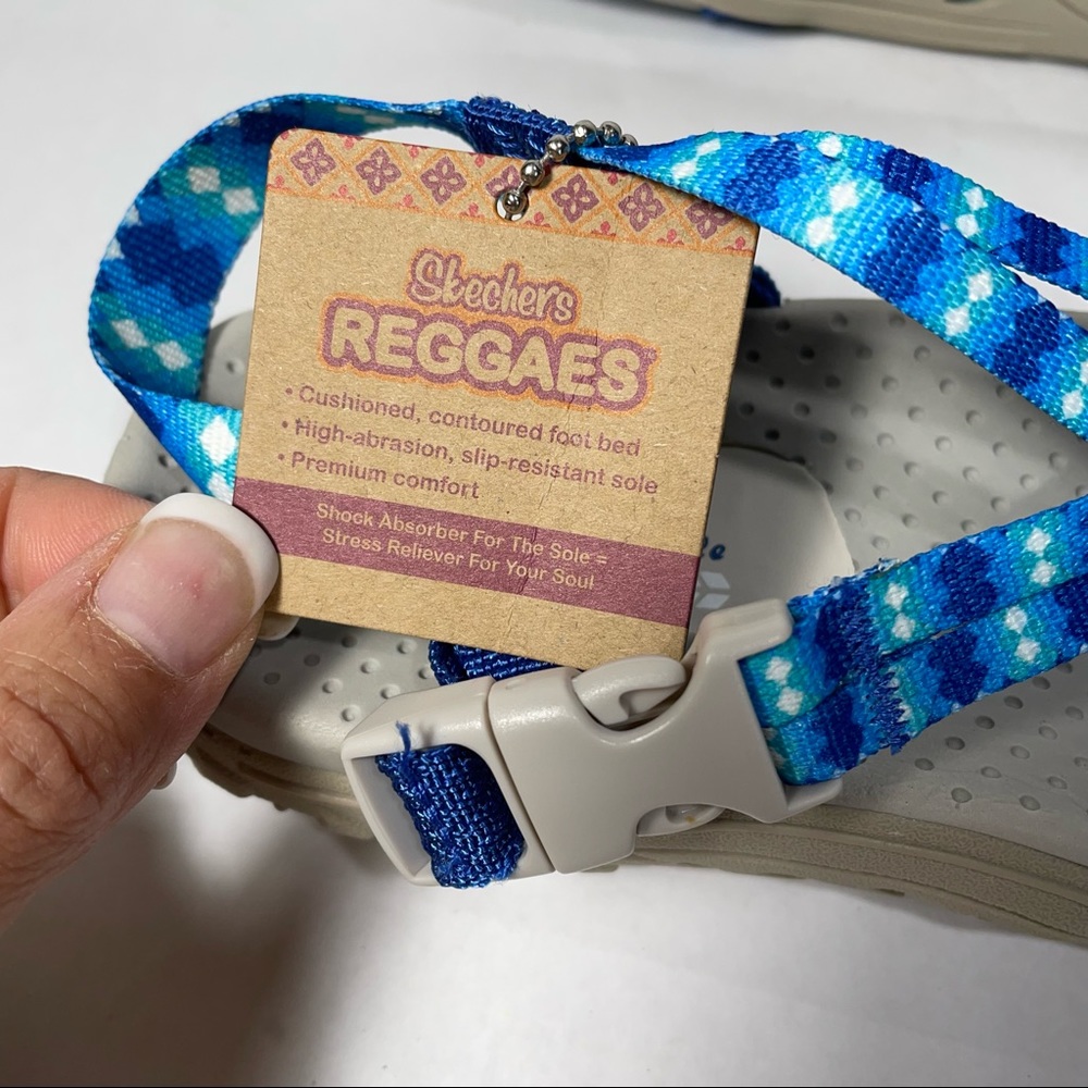 Skechers Womens Reggae blue Tie Dyed sandals 9 - Picture 7 of 14